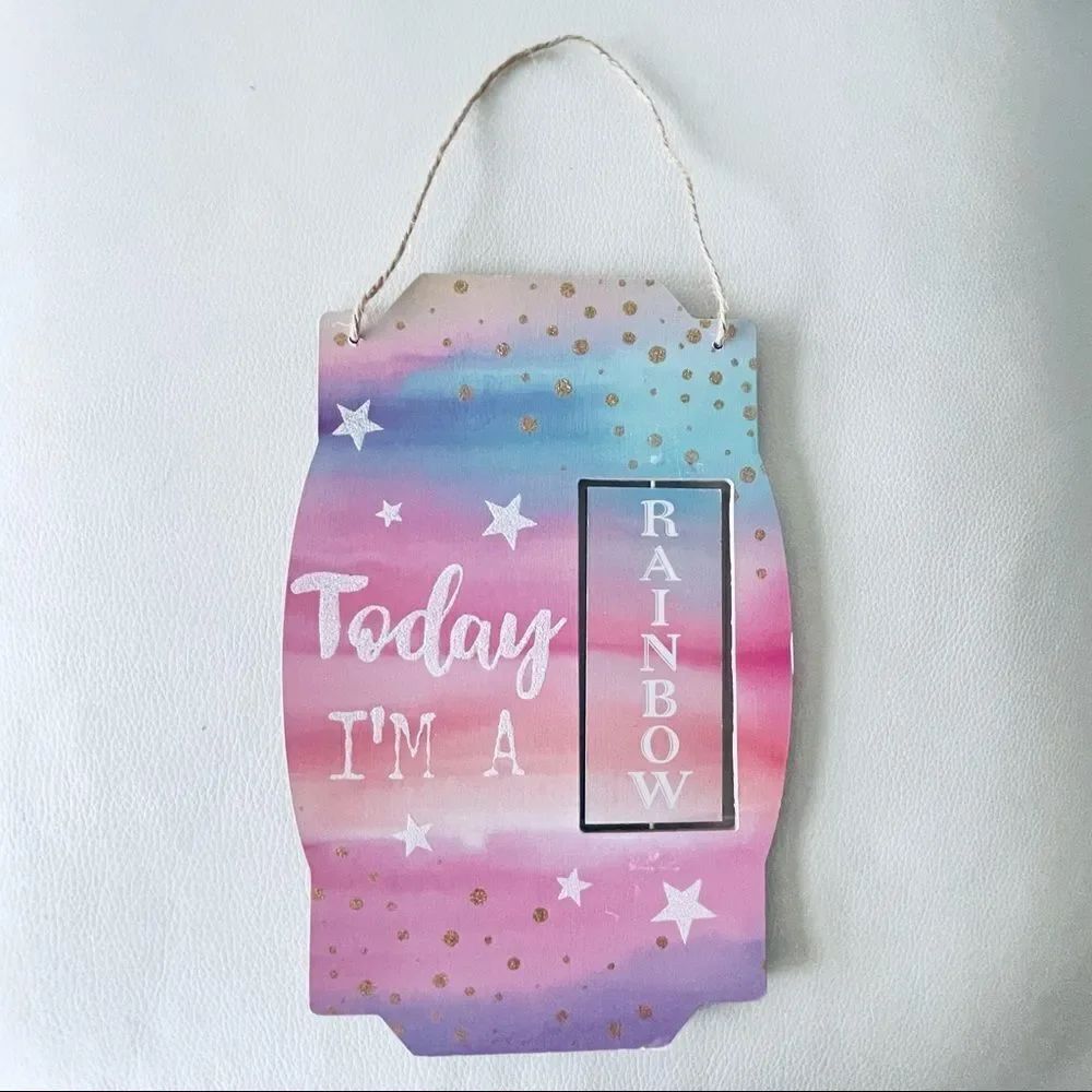 NWT Hobby Lobby Today I’m a Dreamer/Rainbow Wall Hanging Wool Pink Blue Art